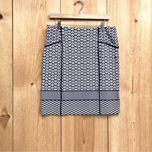 J. McLaughlin Black White Printed Pencil Skirt Sz 10